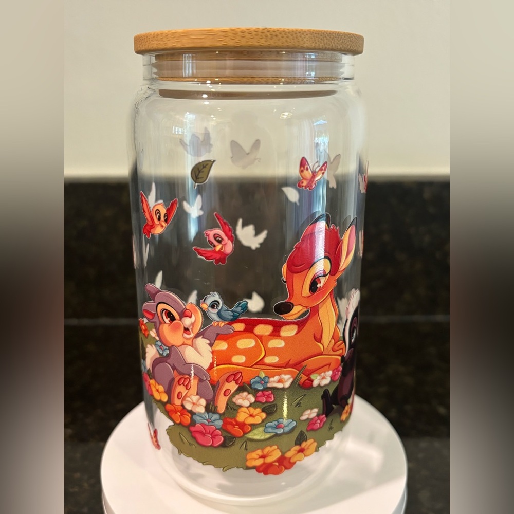 Disney Bambi Glass cup with Colorful Characters